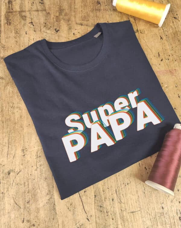 T-shirt bleu marine Super Papa