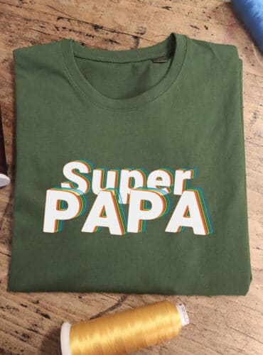 T-shirt vert Kaki Super Papa