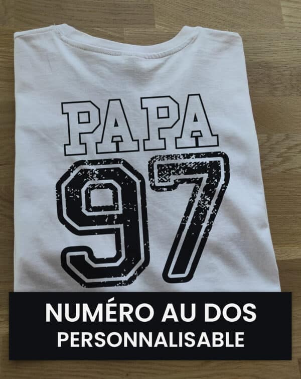 T-shirt Papa avec numéro au dos personnalisable