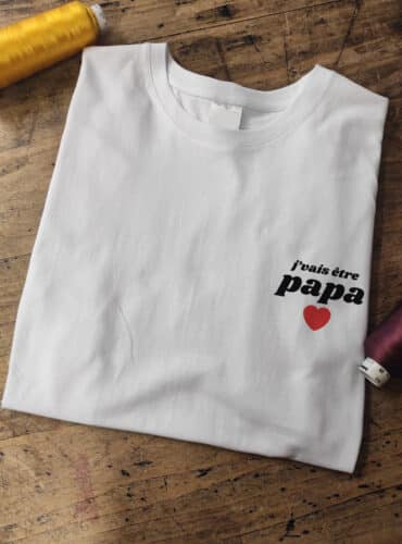 T-shirt à personnaliser avec comme exemple "J'vais être papa"