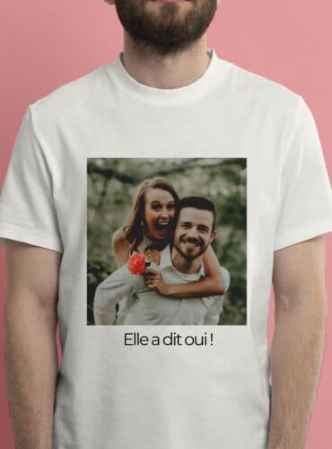 Tee shirt personnalisable avec votre photo de couple (rendu)